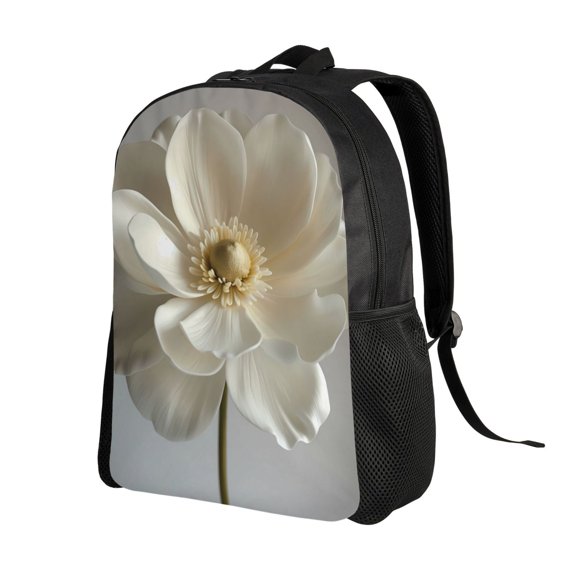 Ratiio Elegant Ivory Flower Print Backpack with Padded 15-inch Laptop Sleeve- Spacious and Durable Daypack for Work and Travel