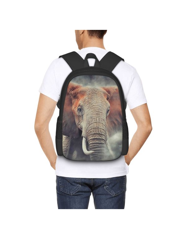 Elephant in Smoke Backpack for Men and Women - Durable 600D Oxford Cloth -Large Capacity, Water-Resistant School, Travel, and Hiking Bag