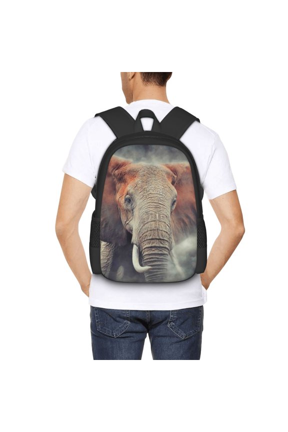 Elephant in Smoke Backpack for Men and Women - Durable 600D Oxford Cloth -Large Capacity, Water-Resistant School, Travel, and Hiking Bag
