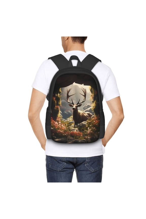 Enchanted Deer In Cave Backpack for Men and Women - Durable 600D Oxford Cloth -Large Capacity, Water-Resistant School, Travel, and Hiking Bag
