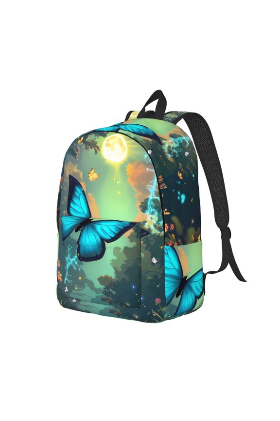 Enchanted Forest Butterfly A Print Canvas Backpack for Women & Men Retro Aesthetic Rucksack Basic Backpack for High School/College Students Travel Laptop Bag