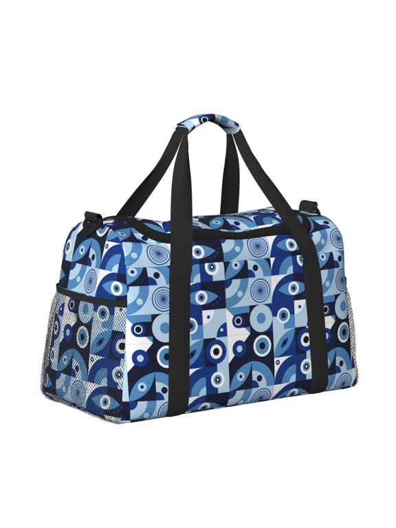 Evil Eye Pattern Hand Travel Bag, Weekender Carry On for Women Men, Sports Gym Bag, Workout Duffel Bag, Overnight Shoulder Bag fit 15.6 Inch Laptop