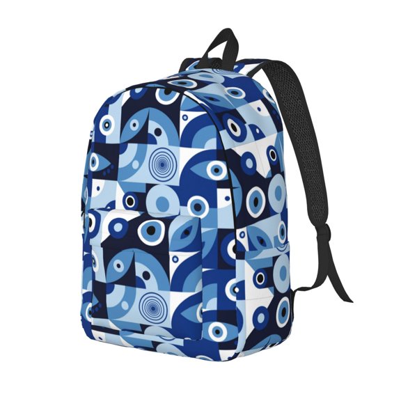 Ratiio Evil Eye Print Canvas Backpack for Women & Men Retro Aesthetic Rucksack Basic Backpack for High School/College Students Travel Laptop Bag