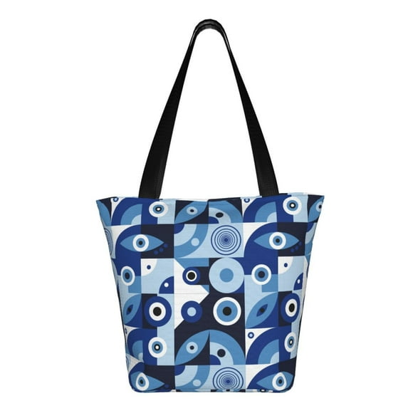 Evil Eye Print Shoulder Bag for Women, Polyester Crossbody Purse Lightweight Handbag for Daily Travel and Casual Use