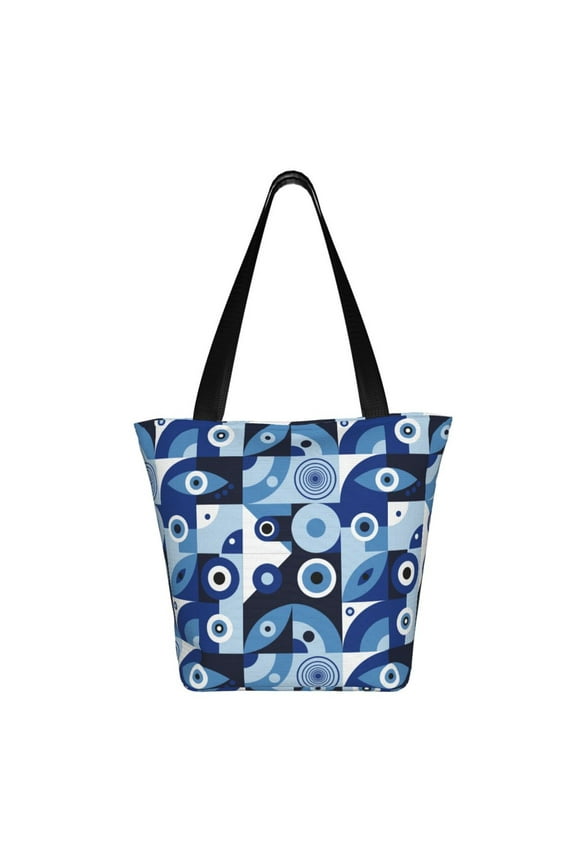 Evil Eye Print Shoulder Bag for Women, Polyester Crossbody Purse Lightweight Handbag for Daily Travel and Casual Use