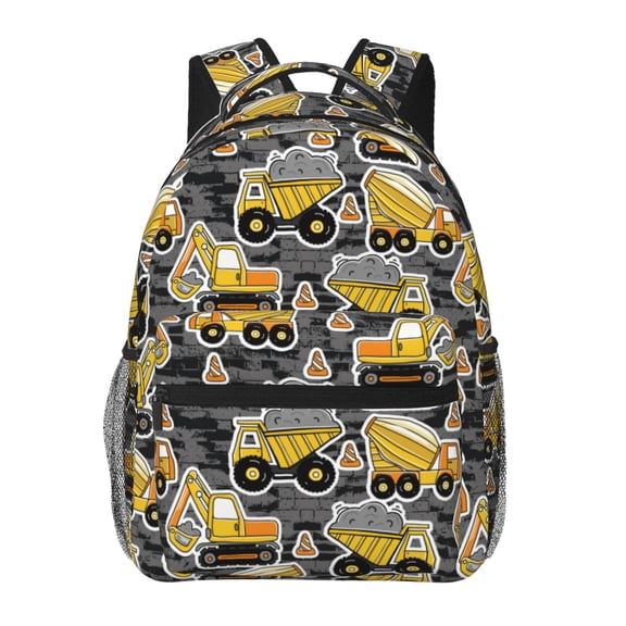 Ratiio Excavator At Work Print Eco-Friendly Casual Backpack, Water-Resistant Polyester Canvas Daypack with Smooth Zippers, Comfortable & Durable Travel Bag with Laptop Compartment