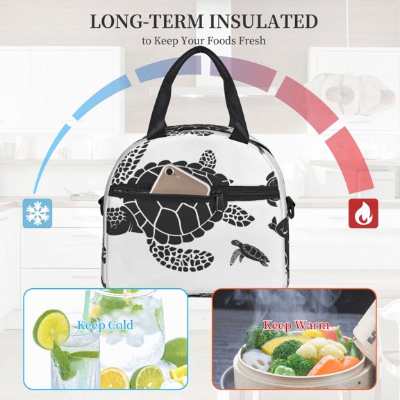 Ratiio Family Of Sea Turtles Pattern Lunch Bag ,Insulated Lunch Box, Small Leakproof Cooler Food Lunch Containers Reusable High Capacity Lunch Tote Bags