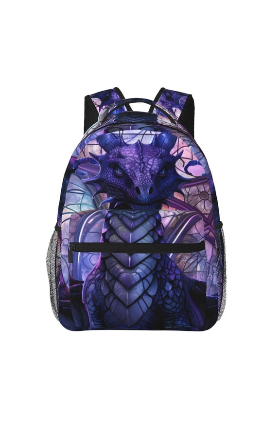 Fantasy Dragon In Cathedral Print Eco-Friendly Casual Backpack, Water-Resistant Polyester Canvas Daypack with Smooth Zippers, Comfortable & Durable Travel Bag with Laptop Compartment