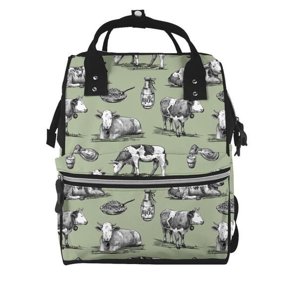 Ratiio Farm Cows Mummy Backpack - Waterproof Twill Canvas, Large Capacity Diaper Bag with Multiple Pockets and Adjustable Straps