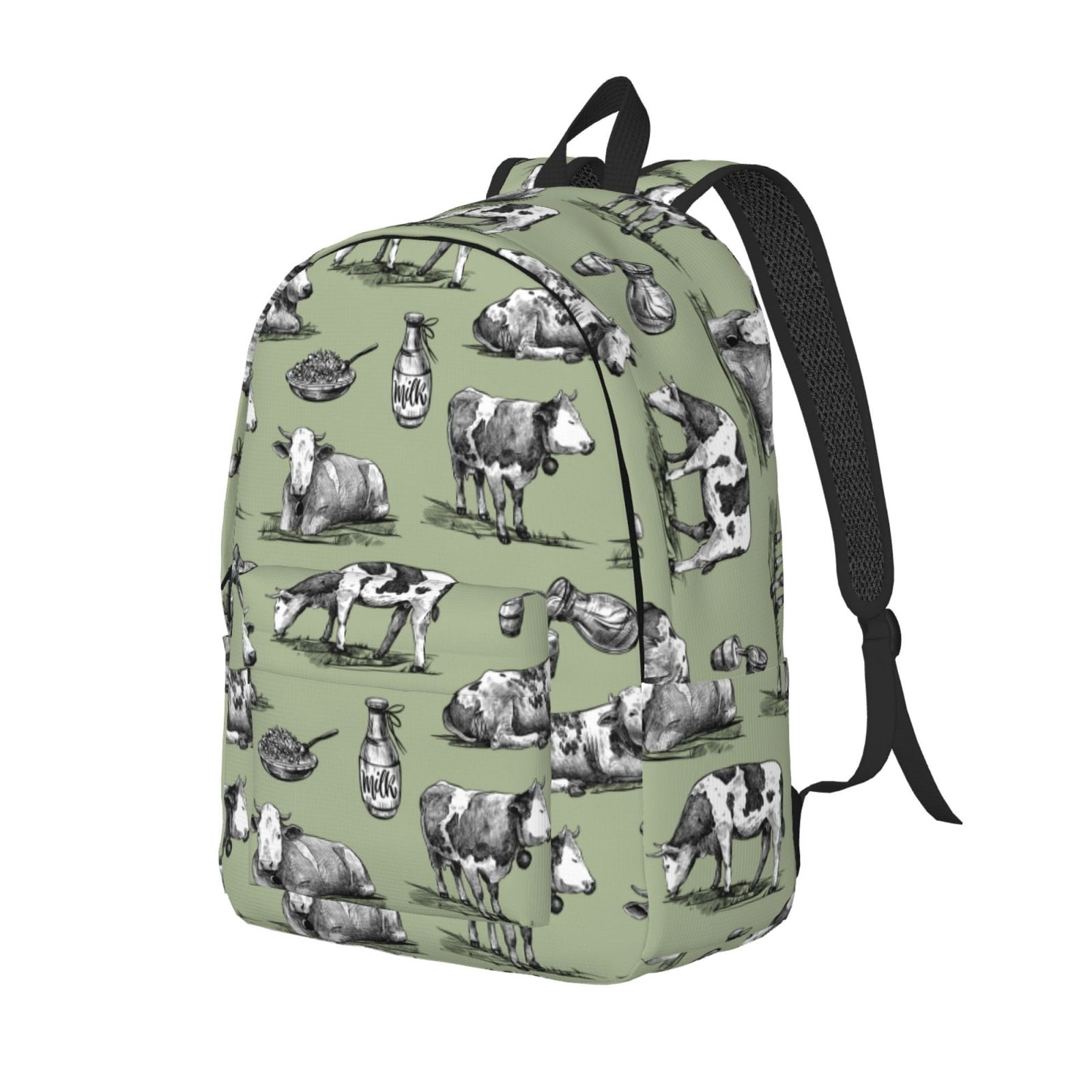 Ratiio Farm Cows Print Canvas Backpack for Women & Men Retro Aesthetic Rucksack Basic Backpack for High School/College Students Travel Laptop Bag