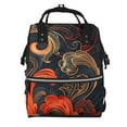 thumbnail image 1 of Ratiio Fiery Floral Pattern Mummy Backpack - Waterproof Twill Canvas, Large Capacity Diaper Bag with Multiple Pockets and Adjustable Straps, 1 of 3