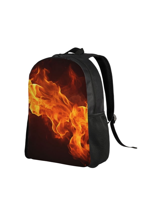 Fiery Orange Flames Energy Print Backpack with Padded 15-inch Laptop Sleeve- Spacious and Durable Daypack for Work and Travel