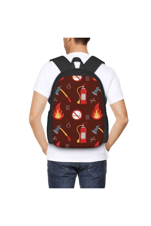 Fire Extinguisher Backpack for Men and Women - Durable 600D Oxford Cloth -Large Capacity, Water-Resistant School, Travel, and Hiking Bag