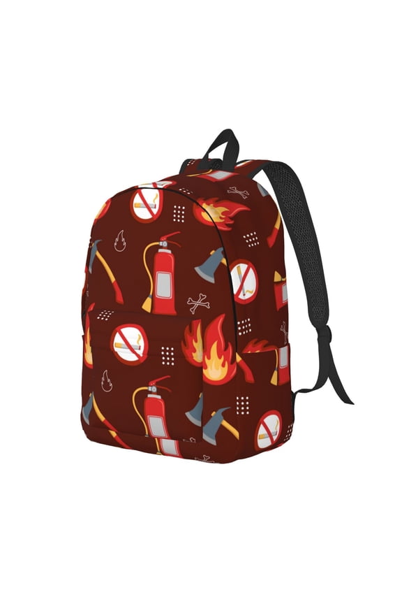 Fire Extinguisher Print Canvas Backpack for Women & Men Retro Aesthetic Rucksack Basic Backpack for High School/College Students Travel Laptop Bag