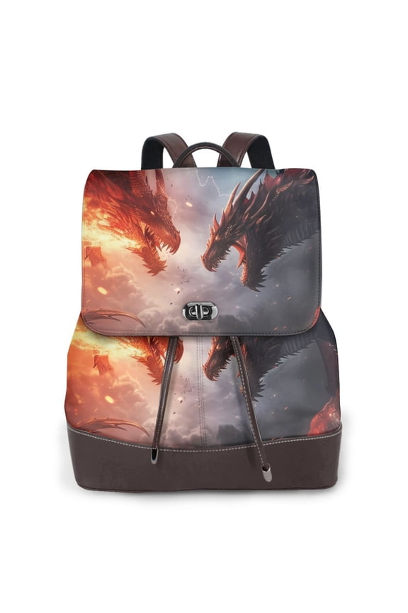 Fire Sky Dragon Pattern Womens Backpack Purse Leather Backpack Purse for Women Travel Fashion Backpack Designer Ladies Shoulder Bags