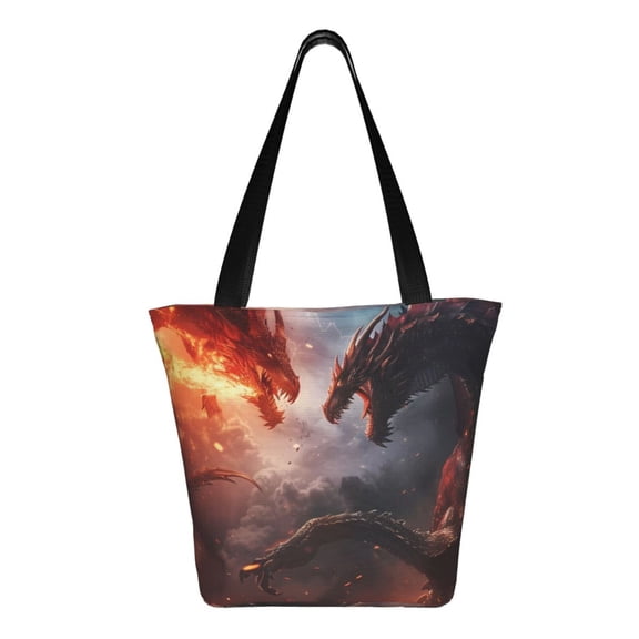 Ratiio Fire Sky Dragon Print Shoulder Bag for Women, Polyester Crossbody Purse Lightweight Handbag for Daily Travel and Casual Use
