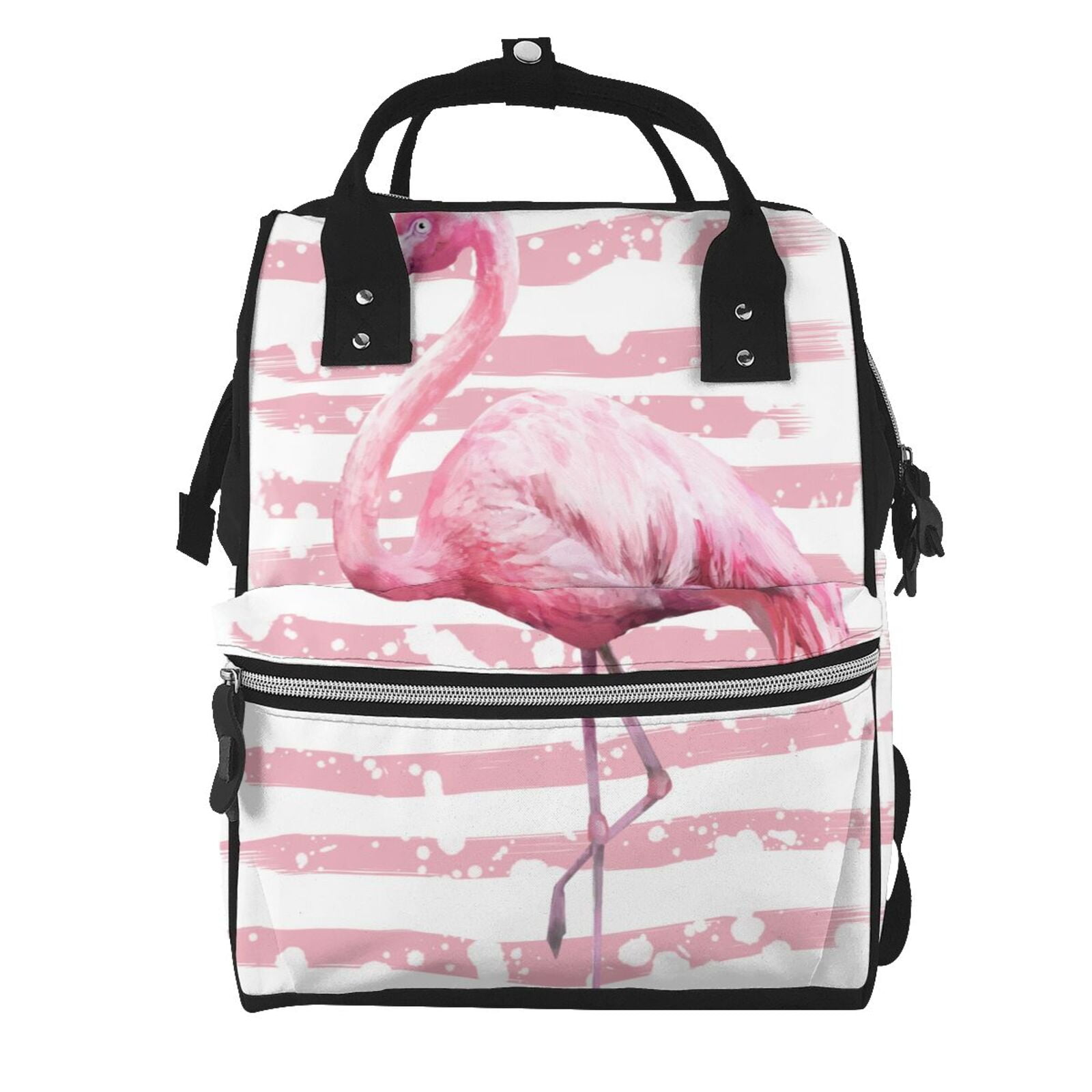 Ratiio Flamingo Mummy Backpack - Waterproof Twill Canvas, Large Capacity Diaper Bag with Multiple Pockets and Adjustable Straps