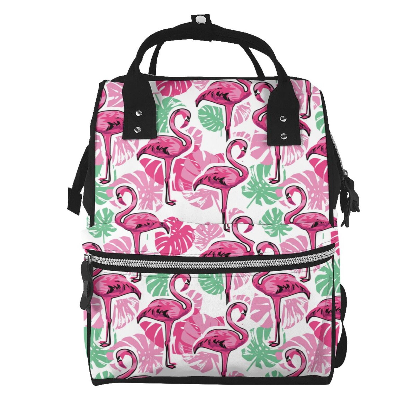 Ratiio Flamingo Mummy Backpack - Waterproof Twill Canvas, Large Capacity Diaper Bag with Multiple Pockets and Adjustable Straps