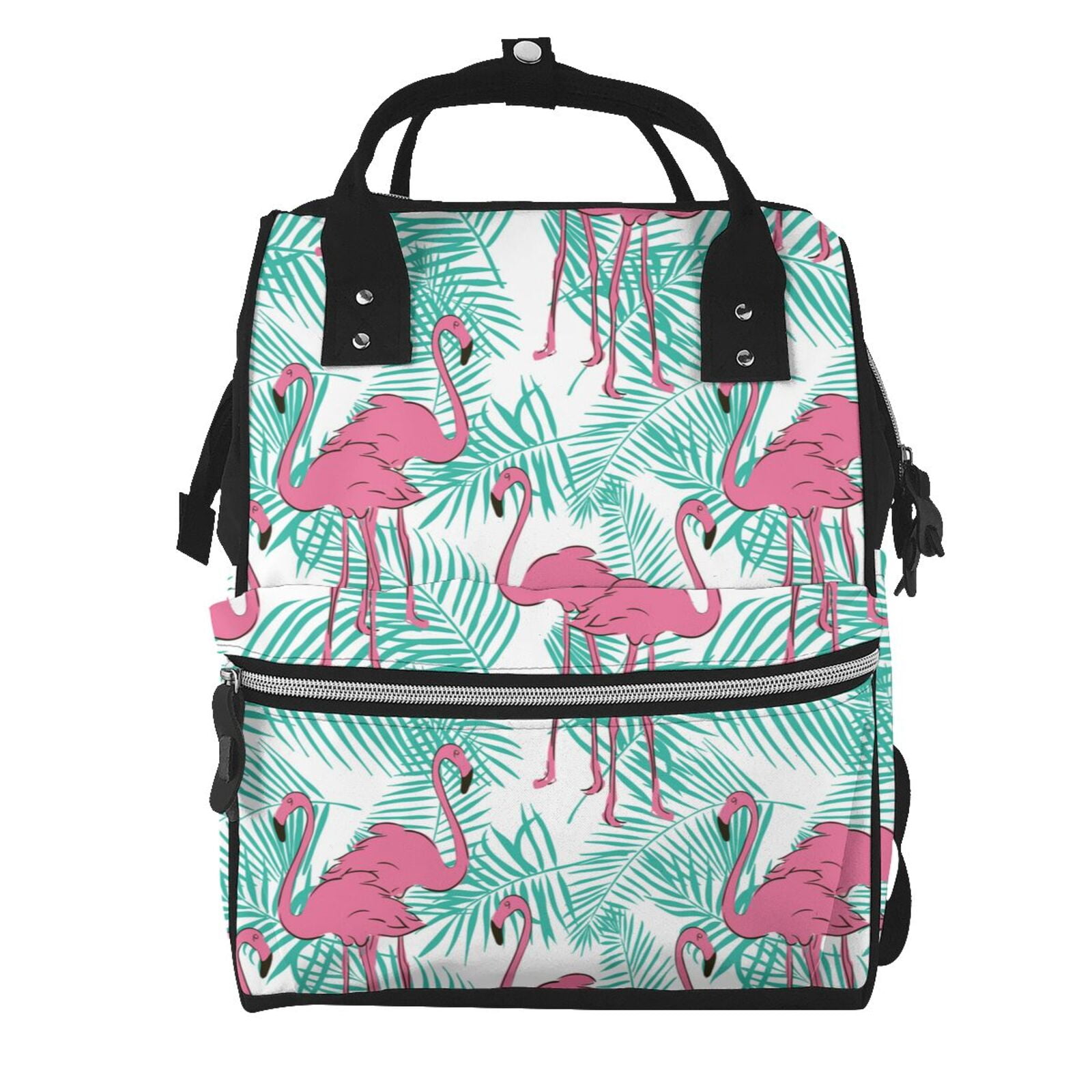 Ratiio Flamingo Mummy Backpack - Waterproof Twill Canvas, Large Capacity Diaper Bag with Multiple Pockets and Adjustable Straps