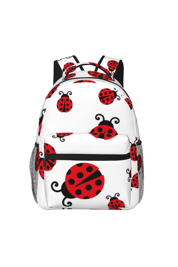 Fly Flying Ladybug Print Eco-Friendly Casual Backpack, Water-Resistant Polyester Canvas Daypack with Smooth Zippers, Comfortable & Durable Travel Bag with Laptop Compartment