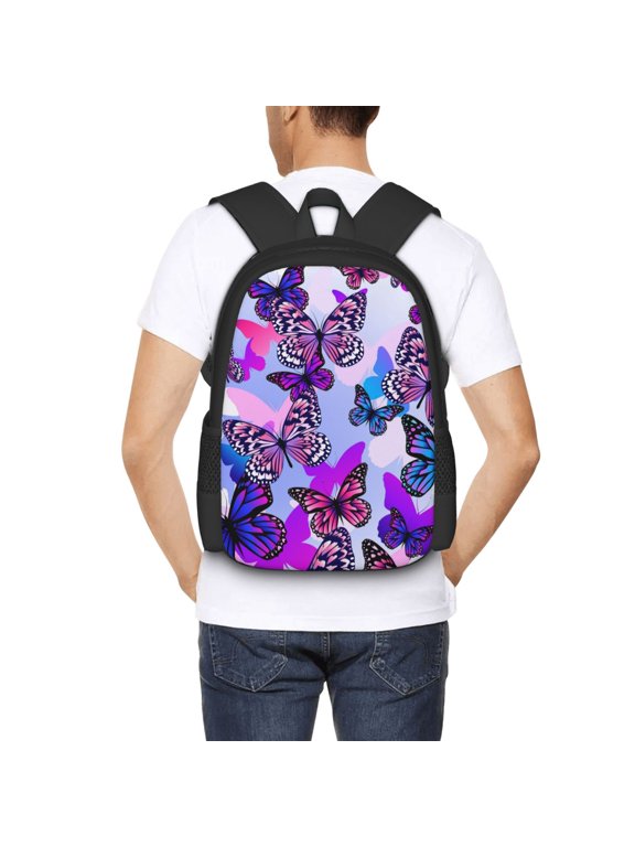 Flying Butterflies Backpack for Men and Women - Durable 600D Oxford Cloth -Large Capacity, Water-Resistant School, Travel, and Hiking Bag