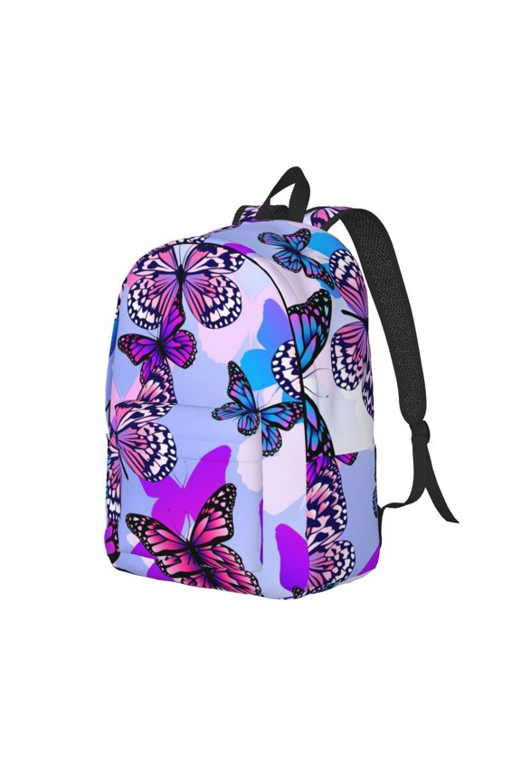 Flying Butterflies Print Canvas Backpack for Women & Men Retro Aesthetic Rucksack Basic Backpack for High School/College Students Travel Laptop Bag