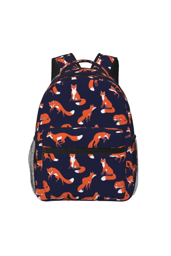 Foxes In Different Poses Print Eco-Friendly Casual Backpack, Water-Resistant Polyester Canvas Daypack with Smooth Zippers, Comfortable & Durable Travel Bag with Laptop Compartment