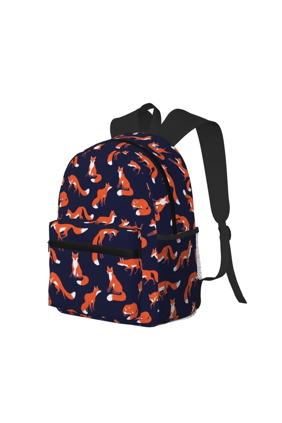 Foxes In Different Poses Print Casual Backpack for Men and Women, Water Resistant Oxford Fabric School Bag Lightweight Travel Daypack