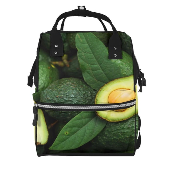 Ratiio Fresh Avocados Mummy Backpack - Waterproof Twill Canvas, Large Capacity Diaper Bag with Multiple Pockets and Adjustable Straps