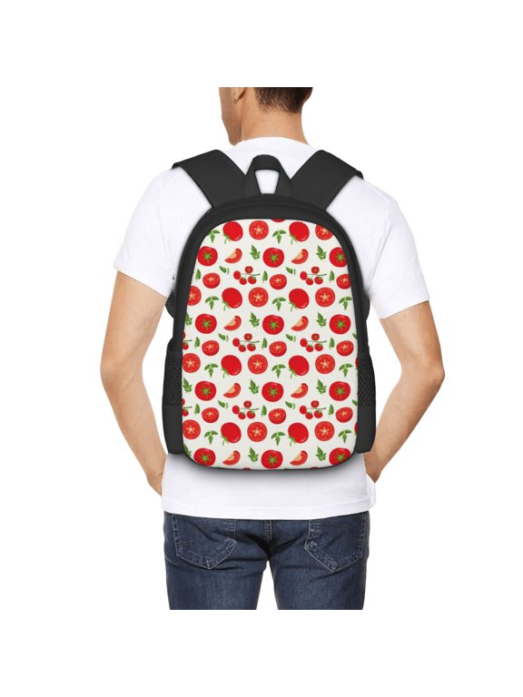 Fresh Red Tomato Backpack for Men and Women - Durable 600D Oxford Cloth -Large Capacity, Water-Resistant School, Travel, and Hiking Bag