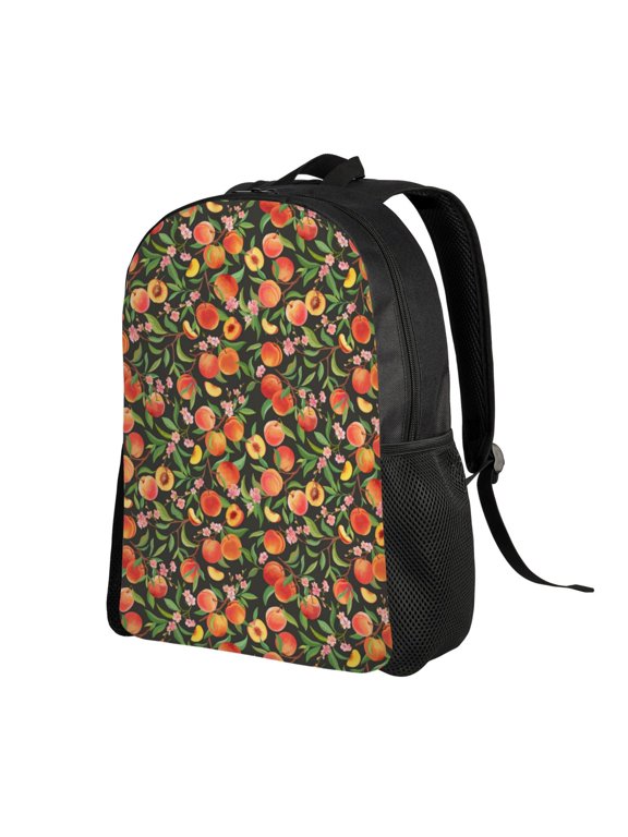 Fruits Peach Print Backpack with Padded 15-inch Laptop Sleeve- Spacious and Durable Daypack for Work and Travel