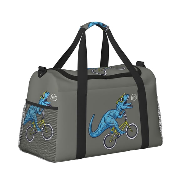 Ratiio Fun Riding Dinosaur Pattern Hand Travel Bag, Weekender Carry On for Women Men, Sports Gym Bag, Workout Duffel Bag, Overnight Shoulder Bag fit 15.6 Inch Laptop