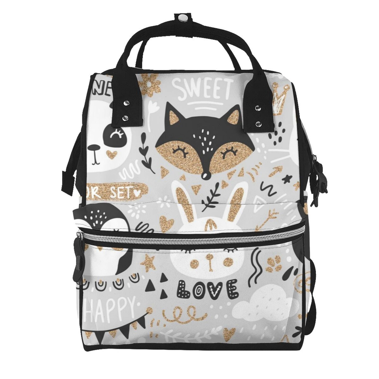 Ratiio Funny Animals Series Mummy Backpack - Waterproof Twill Canvas, Large Capacity Diaper Bag with Multiple Pockets and Adjustable Straps