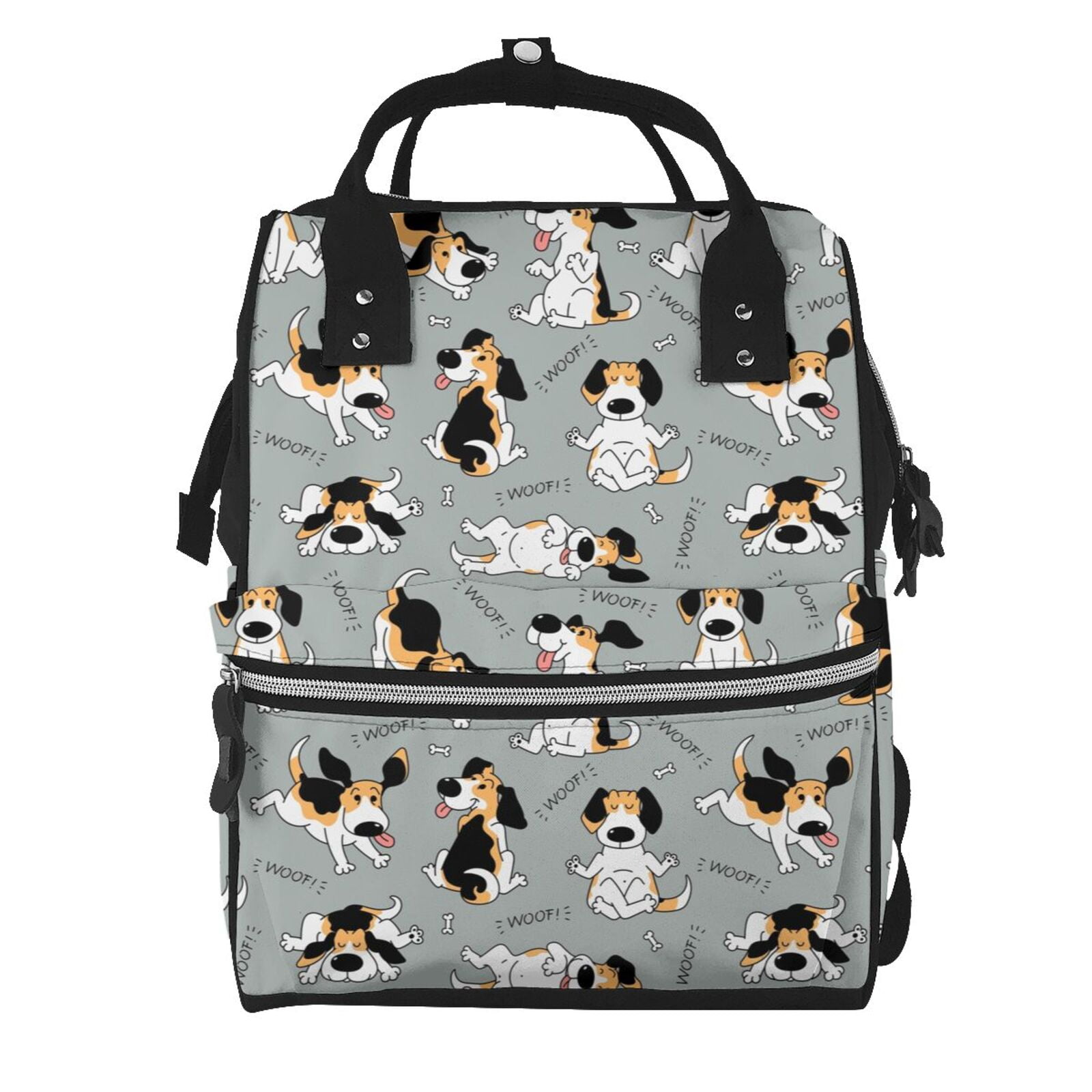 Ratiio Funny Beagle Active Dog Mummy Backpack - Waterproof Twill Canvas, Large Capacity Diaper Bag with Multiple Pockets and Adjustable Straps