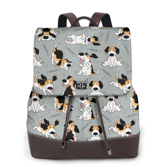 Ratiio Funny Beagle Active Dog Pattern Womens Backpack Purse Leather Backpack Purse for Women Travel Fashion Backpack Designer Ladies Shoulder Bags