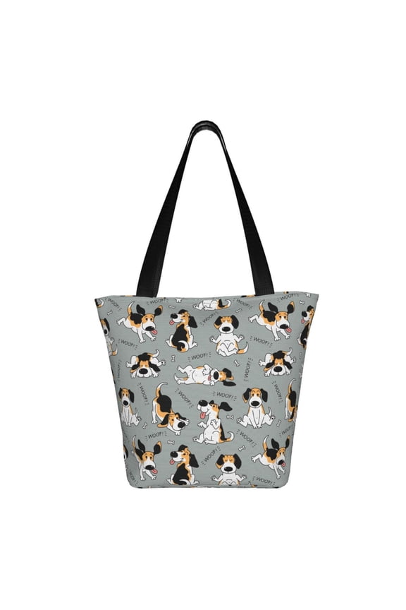 Funny Beagle Active Dog Print Shoulder Bag for Women, Polyester Crossbody Purse Lightweight Handbag for Daily Travel and Casual Use