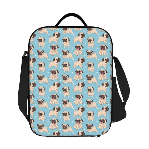 Ratiio Funny Cartoon Pugs Print Lunch Box - Reusable Lunch Bag Men Adult Women- Insulated LunchBox