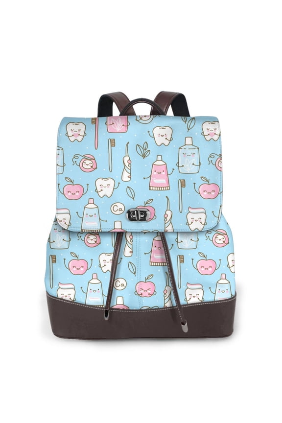 Funny Cute Teeth Pattern Womens Backpack Purse Leather Backpack Purse for Women Travel Fashion Backpack Designer Ladies Shoulder Bags