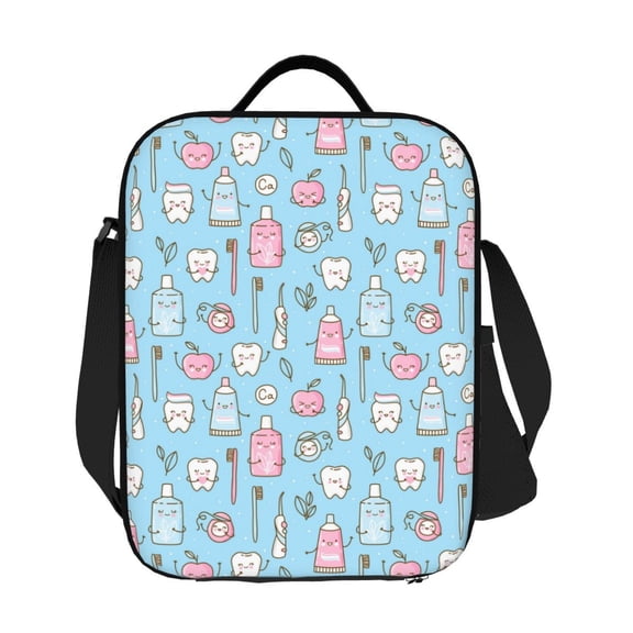 Ratiio Funny Cute Teeth Print Lunch Box - Reusable Lunch Bag Men Adult Women- Insulated LunchBox