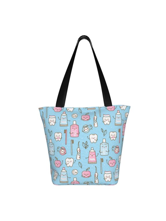 Funny Cute Teeth Print Shoulder Bag for Women, Polyester Crossbody Purse Lightweight Handbag for Daily Travel and Casual Use