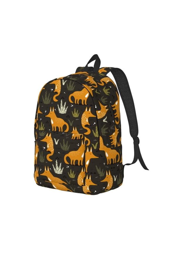 Funny Fox by the Field Print Canvas Backpack for Women & Men Retro Aesthetic Rucksack Basic Backpack for High School/College Students Travel Laptop Bag