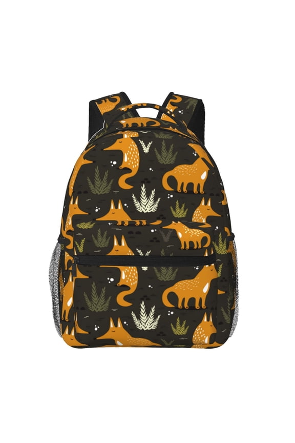 Funny Fox by the Field Print Eco-Friendly Casual Backpack, Water-Resistant Polyester Canvas Daypack with Smooth Zippers, Comfortable & Durable Travel Bag with Laptop Compartment