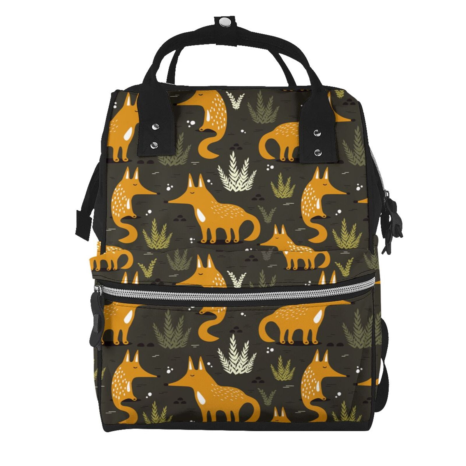 Ratiio Funny Fox by the Field Mummy Backpack - Waterproof Twill Canvas, Large Capacity Diaper Bag with Multiple Pockets and Adjustable Straps