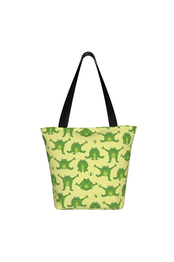 Funny Frogs Print Shoulder Bag for Women, Polyester Crossbody Purse Lightweight Handbag for Daily Travel and Casual Use