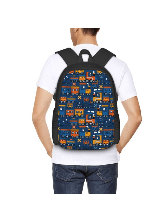 Funny Steam Train Backpack for Men and Women - Durable 600D Oxford Cloth -Large Capacity, Water-Resistant School, Travel, and Hiking Bag