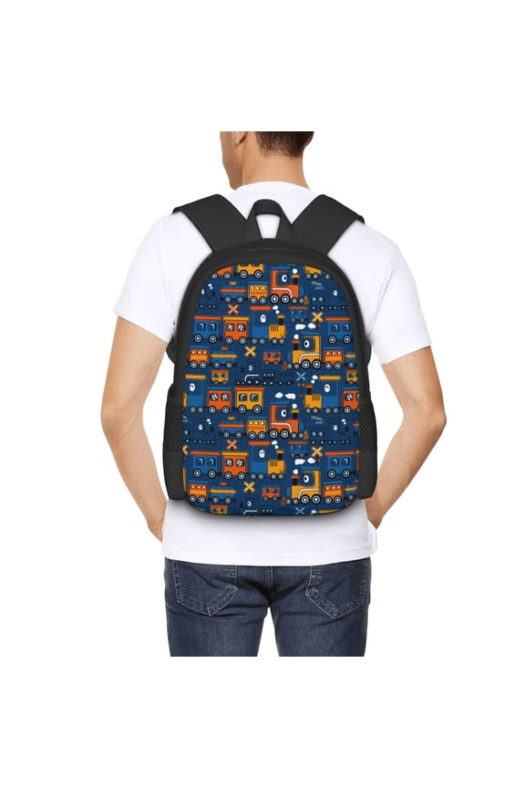 Funny Steam Train Backpack for Men and Women - Durable 600D Oxford Cloth -Large Capacity, Water-Resistant School, Travel, and Hiking Bag