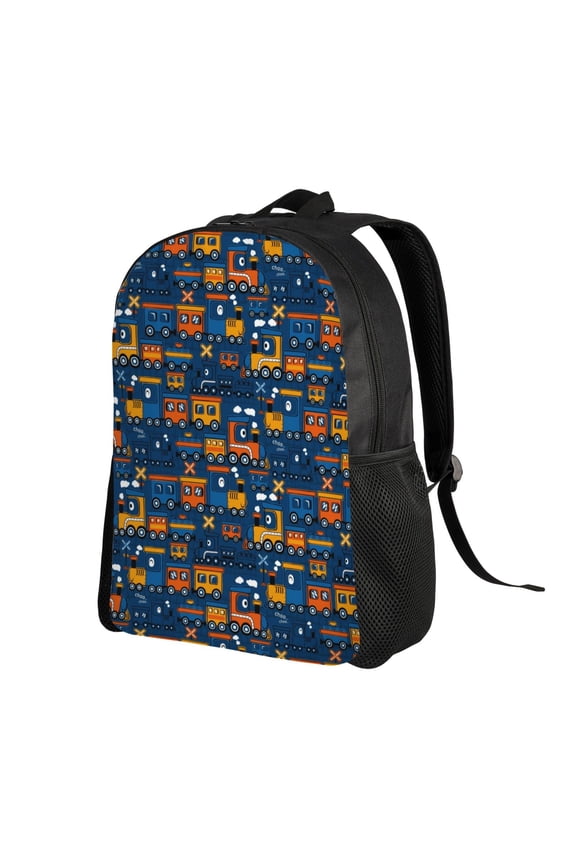 Funny Steam Train Print Backpack with Padded 15-inch Laptop Sleeve- Spacious and Durable Daypack for Work and Travel