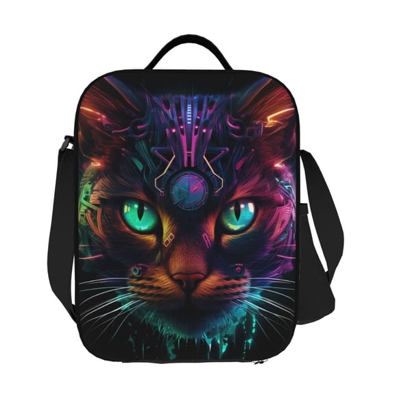Ratiio Futuristic Cat Warrior Print Lunch Box - Reusable Lunch Bag Men Adult Women- Insulated LunchBox