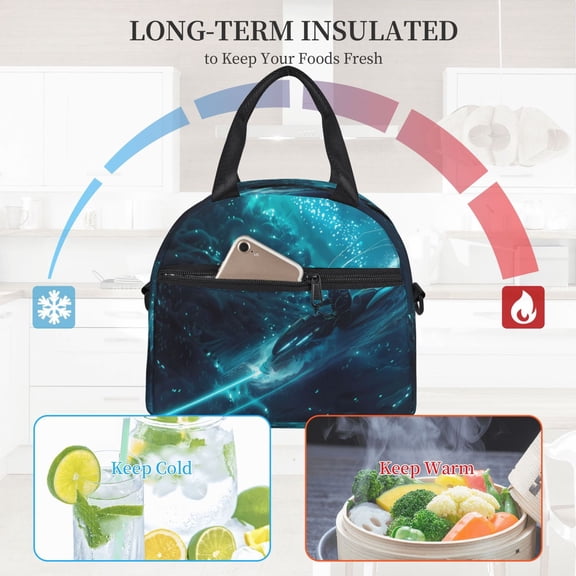 Ratiio Futuristic Jet Ski Adventure Pattern Lunch Bag ,Insulated Lunch Box, Small Leakproof Cooler Food Lunch Containers Reusable High Capacity Lunch Tote Bags