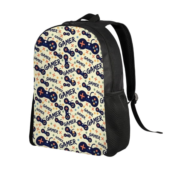 Ratiio Game Controller Print Backpack with Padded 15-inch Laptop Sleeve- Spacious and Durable Daypack for Work and Travel